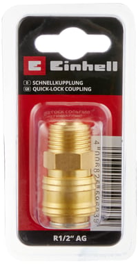 Cuplă rapidă Einhell R 1/2" cu filet exterior pentru compresor - Conector robust din alamă pentru furtun de aer 4139209 2
