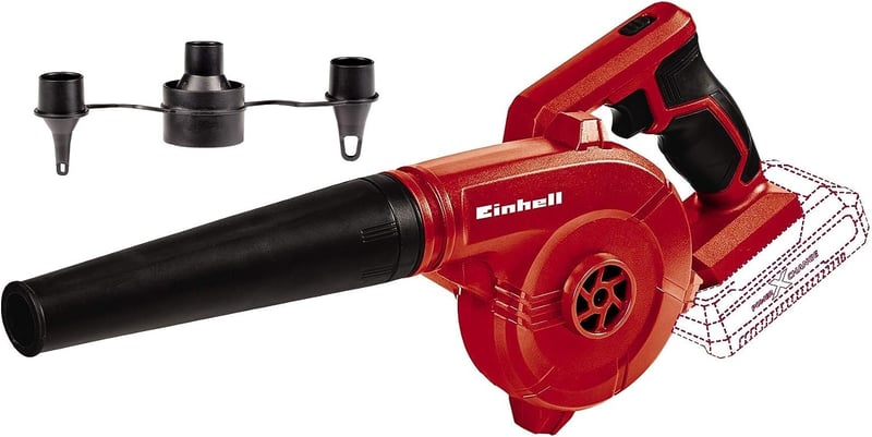 Akumulátorový fúkač lístia Einhell TE-CB 18/180 Li Power X-Change – rýchlosť vzduchu 180 km/h, 15 500 ot./min, 2 rýchlosti, bez akumulátora