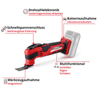 Unealtă multifuncțională cu acumulator Einhell VARRITO Power X-Change 18V – 11000-20000 rpm, sistem de prindere a sculei cu 12 trepte, fără acumulator și încărcător 3