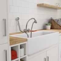 Baterie de bucătărie EISL DX25 cu duș extractibil pentru bucătărie, baie, spălătorie sau atelier, cu furtun (150 mm) și adaptor, crom 2