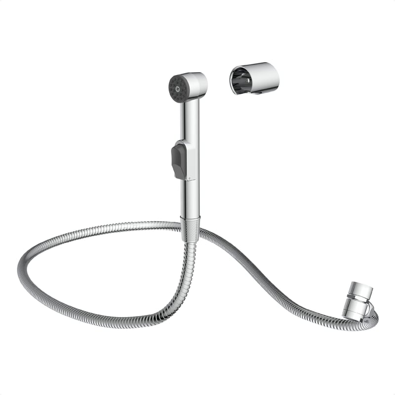 Baterie de bucătărie EISL DX25 cu duș extractibil pentru bucătărie, baie, spălătorie sau atelier, cu furtun (150 mm) și adaptor, crom