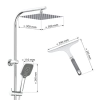 Sprchový set EISL EASY DELUXE DX12011 s hlavovou sprchou (300x300 mm) a ručnou sprchou, bez batérie, na dodatočnú montáž, so stierkou na sklo 9