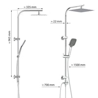 Sprchový set EISL EASY DELUXE DX12011 s hlavovou sprchou (300x300 mm) a ručnou sprchou, bez batérie, na dodatočnú montáž, so stierkou na sklo 8
