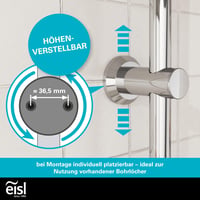 Set de duș EISL EASY ENERGY DX12004-A 2 în 1 cu pară de duș tip ploaie mare (176 x 176 mm) și duș de mână, montabil în găurile existente, cu kit complet de instalare 4