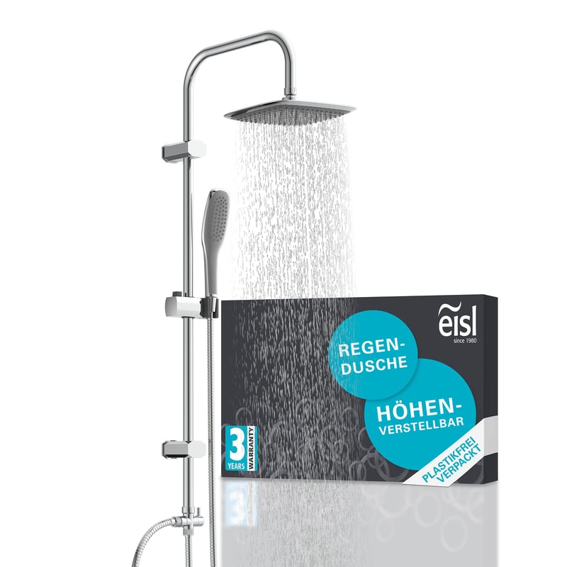 EISL EASY FRESH DX12006 Set za tuširanje 2 u 1 s nadglavnim tušem (250x200 mm) i ručnim tušem, montaža na postojeće rupe, kompletan set za montažu