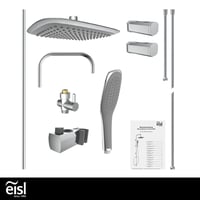 EISL EASY FRESH DX12006 Set za tuširanje 2 u 1 s nadglavnim tušem (250x200 mm) i ručnim tušem, montaža na postojeće rupe, kompletan set za montažu 9
