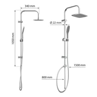 EISL EASY FRESH DX12006 Set za tuširanje 2 u 1 s nadglavnim tušem (250x200 mm) i ručnim tušem, montaža na postojeće rupe, kompletan set za montažu 7