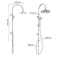 Sprchová súprava EISL SOMMERREGEN DX1005CS-A, chróm – hlavová sprcha (Ø 220 mm) a ručná sprcha s 5 druhmi prúdu, kompletná montážna súprava pre jednoduchú inštaláciu 5