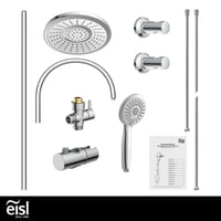 Sprchová súprava EISL SOMMERREGEN DX1005CS-A, chróm – hlavová sprcha (Ø 220 mm) a ručná sprcha s 5 druhmi prúdu, kompletná montážna súprava pre jednoduchú inštaláciu 9