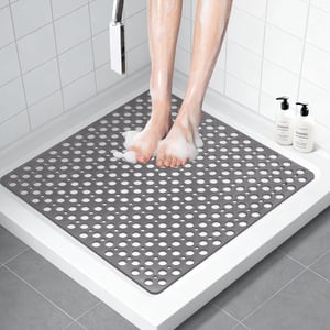 Covoraș de duș antiderapant EIVINJE 70x70 cm, covoraș de baie din material TPE cu ventuze, orificii mari de scurgere, fără BPA, rezistent la mucegai