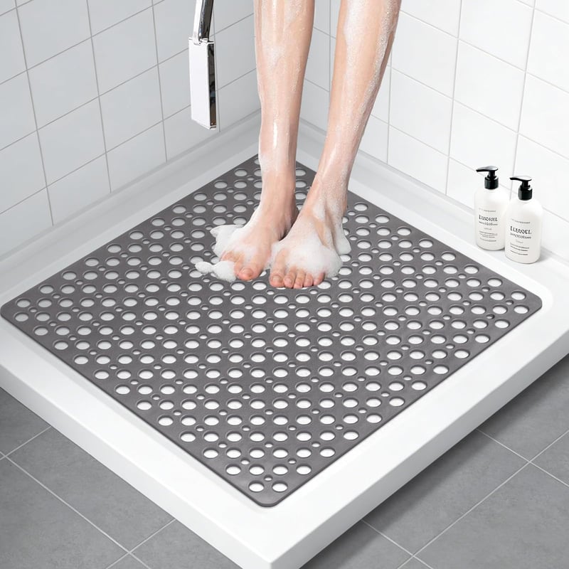 EIVINJE Protuklizna prostirka za tuš 70x70 cm, kupaonska prostirka od TPE materijala s vakuumskim čepovima, velikim otvorima za odvod, bez BPA, otporna na plijesan