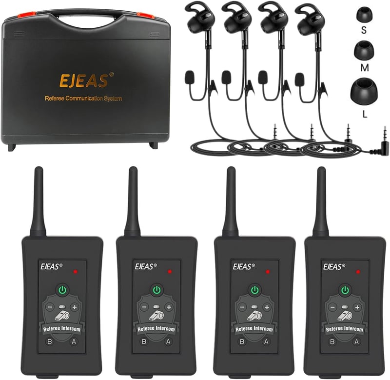EJEAS FBIM Bluetooth intercom fejhallgató szett focibírónak - 1500M, 4 db