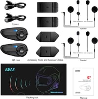 EJEAS Q7 Bluetooth 5.1 Motoros Sisak Intercom Rendszer Stereo Hanggal, FM Rádió, 2 Darab 6