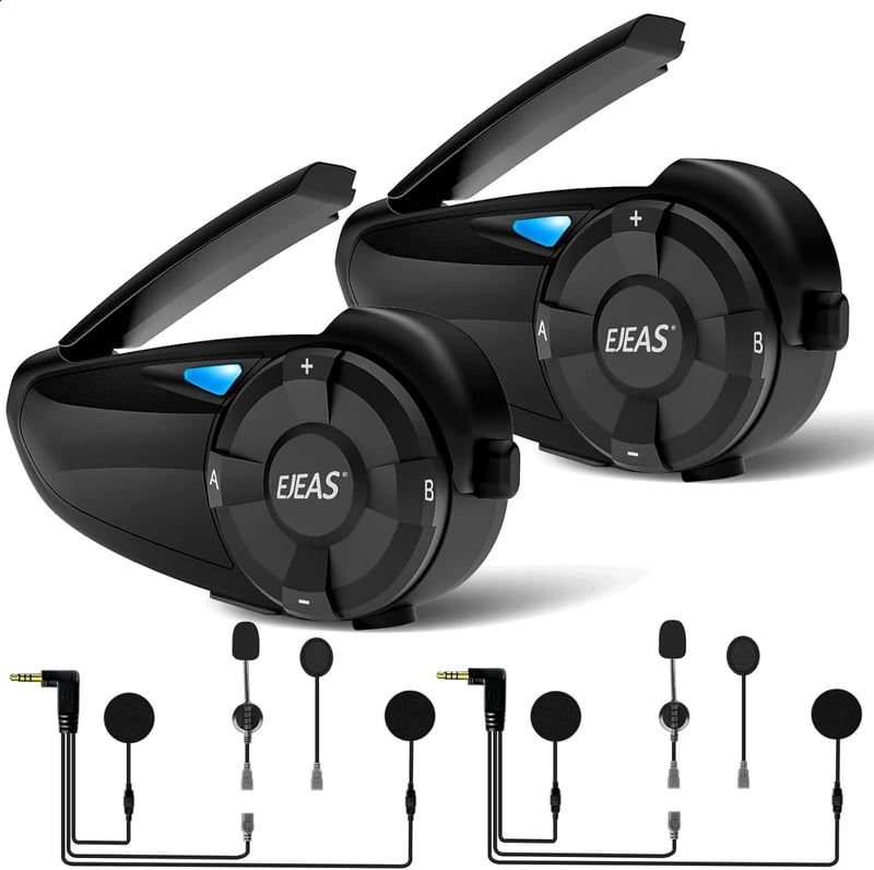EJEAS Q7 Bluetooth 5.1 Motoros Sisak Intercom Rendszer Stereo Hanggal, FM Rádió, 2 Darab