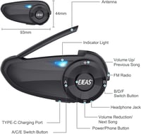 EJEAS Q7 Bluetooth 5.1 Motoros Sisak Interkom Rendszer Stereo Hanggal 5