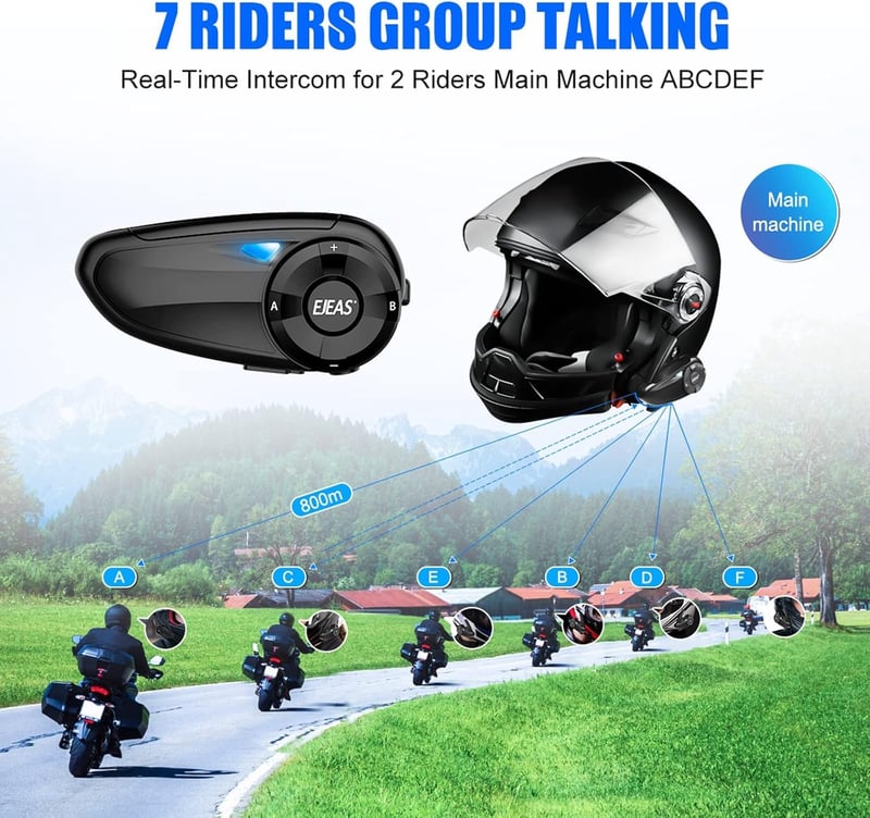 EJEAS Q7 Bluetooth 5.1 Motoros Sisak Interkom Rendszer Stereo Hanggal