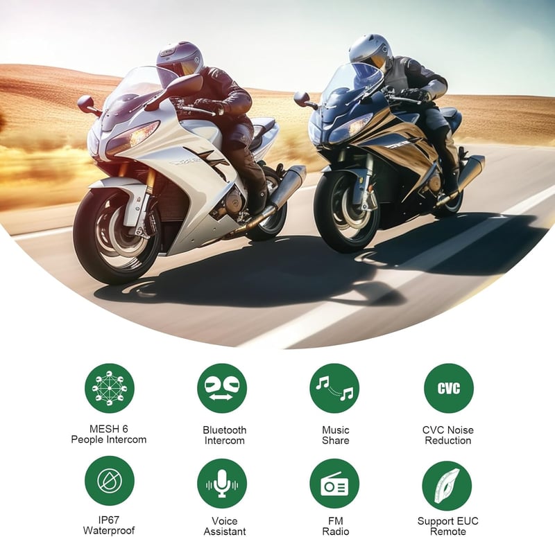 EJEAS Q8 Mesh 3.0 Motoros Sisak Bluetooth Intercom 6 Személyes Kommunikációs Rendszer 2db