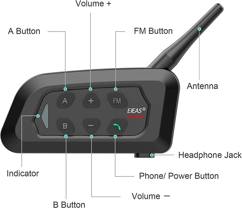 EJEAS V4C Plus Profi Futball Bíró Bluetooth Headset 1200M 4 Személyes Teljes Duplex Kommunikáció