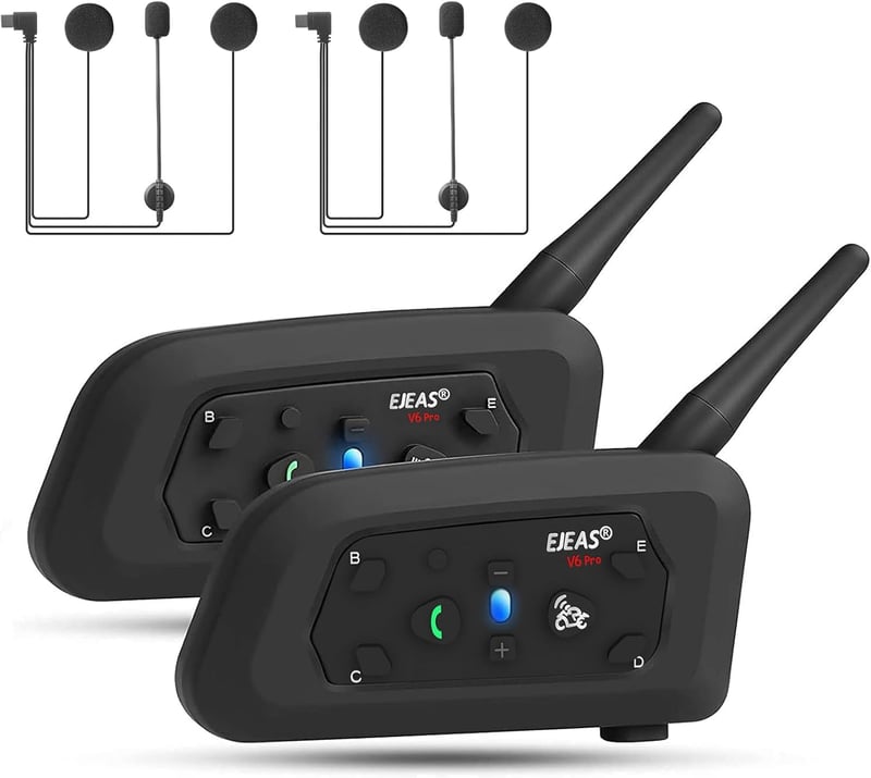 EJEAS V6 Pro+ Bluetooth motoros sisak intercom 6 fő csatlakozáshoz, 5.1 kommunikációs rendszer