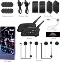 EJEAS V6 Pro+ Bluetooth motoros sisak intercom 6 fő csatlakozáshoz, 5.1 kommunikációs rendszer 7
