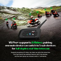 EJEAS V6 Pro+ Bluetooth motoros sisak intercom 6 fős csoportbeszélgetéshez 5