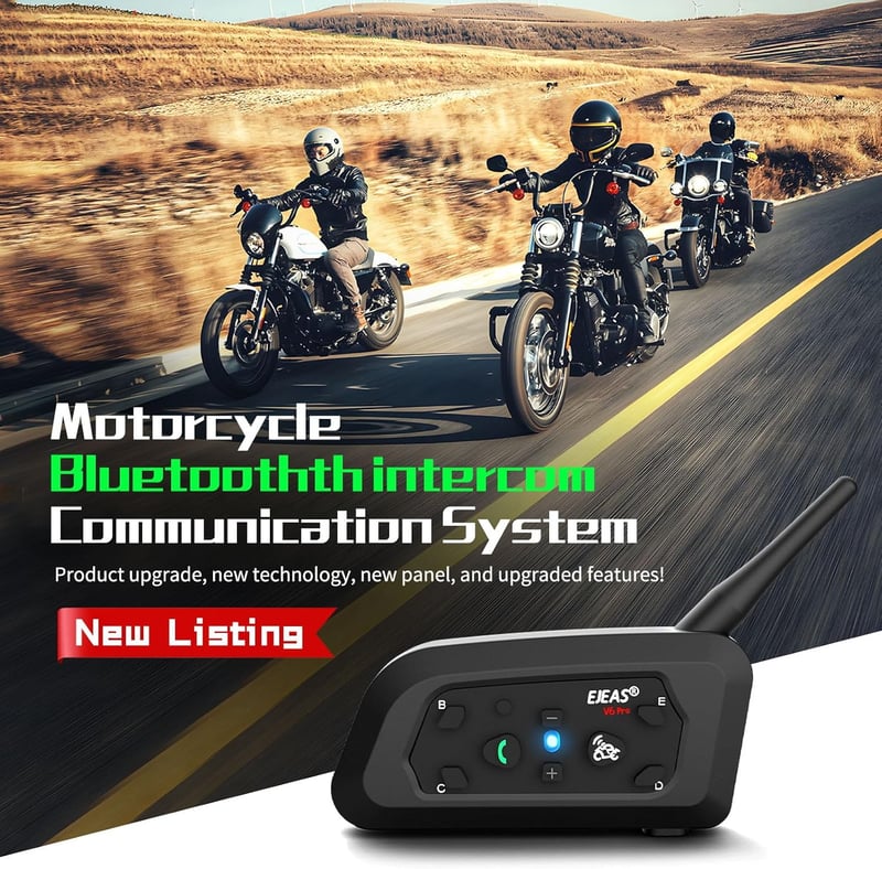 EJEAS V6 Pro+ Bluetooth motoros sisak intercom 6 fős csoportbeszélgetéshez