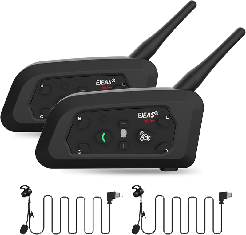 EJEAS V6C Bluetooth Intercom Fejhallgató Futball Kézilabda Bíróhoz 800m 2db