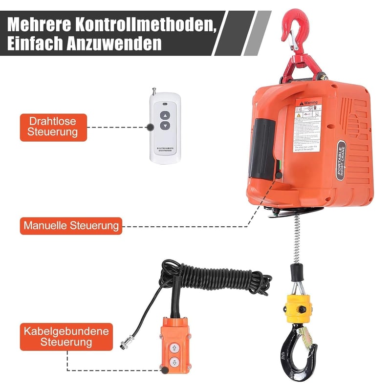 Ejoyous 500 kg elektromos csörlő vezeték nélküli távirányítóval 1500W
