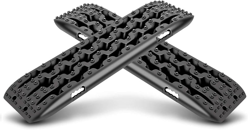 Ejoyous Offroad tapadó mentő talp 2 db fekete kerékgrip lap 4x4 autóhoz, teherautóhoz és lakókocsihoz homokhoz hóhoz