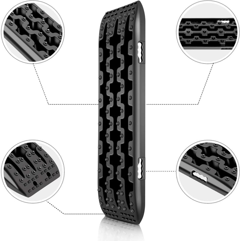 Ejoyous Offroad tapadó mentő talp 2 db fekete kerékgrip lap 4x4 autóhoz, teherautóhoz és lakókocsihoz homokhoz hóhoz