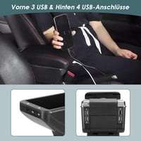 Ejoyous Univerzálna autolakťová opierka čierna s dvojvrstvovým úložným boxom, široká konzola pre nákladné a osobné automobily 2
