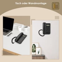 Telefon fix Ejoyous pentru vârstnici, telefon analogic de perete cu butoane mari, sonerie extra puternică, reapelare, pentru birou și acasă, negru 6