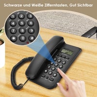 Telefon fix Ejoyous pentru vârstnici, telefon analogic de perete cu butoane mari, sonerie extra puternică, reapelare, pentru birou și acasă, negru 3