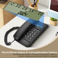Telefon fix Ejoyous pentru vârstnici, telefon analogic de perete cu butoane mari, sonerie extra puternică, reapelare, pentru birou și acasă, negru 2