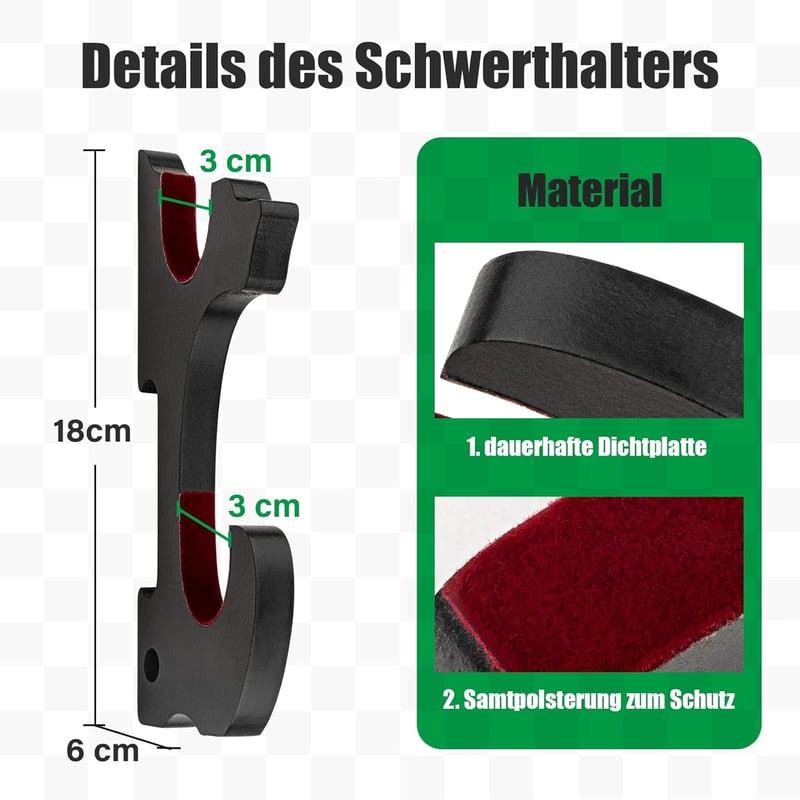Ekkhysis Fali Kardtartó - Katana, Szamuráj Kard, Cosplay Fegyver Állvány - Fekete Préselt Fa, Forgó Konzol, Bársony Védelem, 9 kg Teherbírás
