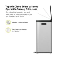 Coș de gunoi dublu EKO 30L+30L cu pedală, din oțel inoxidabil, amprentă rezistentă, cu capac elegant din rășină, pentru colectare selectivă, compact 8