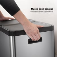 Coș de gunoi dublu EKO 30L+30L cu pedală, din oțel inoxidabil, amprentă rezistentă, cu capac elegant din rășină, pentru colectare selectivă, compact 6