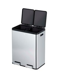 Coș de gunoi dublu EKO 30L+30L cu pedală, din oțel inoxidabil, amprentă rezistentă, cu capac elegant din rășină, pentru colectare selectivă, compact 9