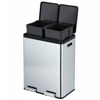 Coș de gunoi dublu EKO 30L+30L cu pedală, din oțel inoxidabil, amprentă rezistentă, cu capac elegant din rășină, pentru colectare selectivă, compact 1