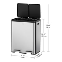 Coș de gunoi dublu EKO 30L+30L cu pedală, din oțel inoxidabil, amprentă rezistentă, cu capac elegant din rășină, pentru colectare selectivă, compact 2