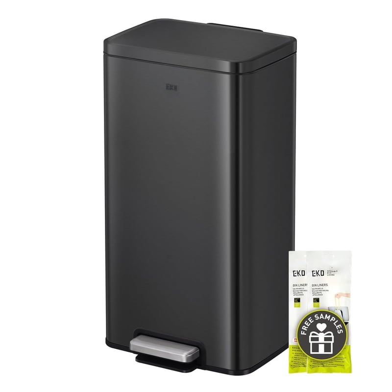 Coș de gunoi cu pedală EKO Madison 30L din oțel inoxidabil, cu strat anti-amprentă și capac cu închidere silențioasă, design elegant, potrivit și pentru baie