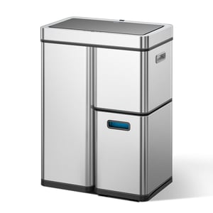 EKO Mirage Plus senzorska kanta za odvajanje otpada s 3 pretinca, 2x15L i 30L (60L), nehrđajući čelik — udubljene bočne strane (stanje: vidi 2. sliku)