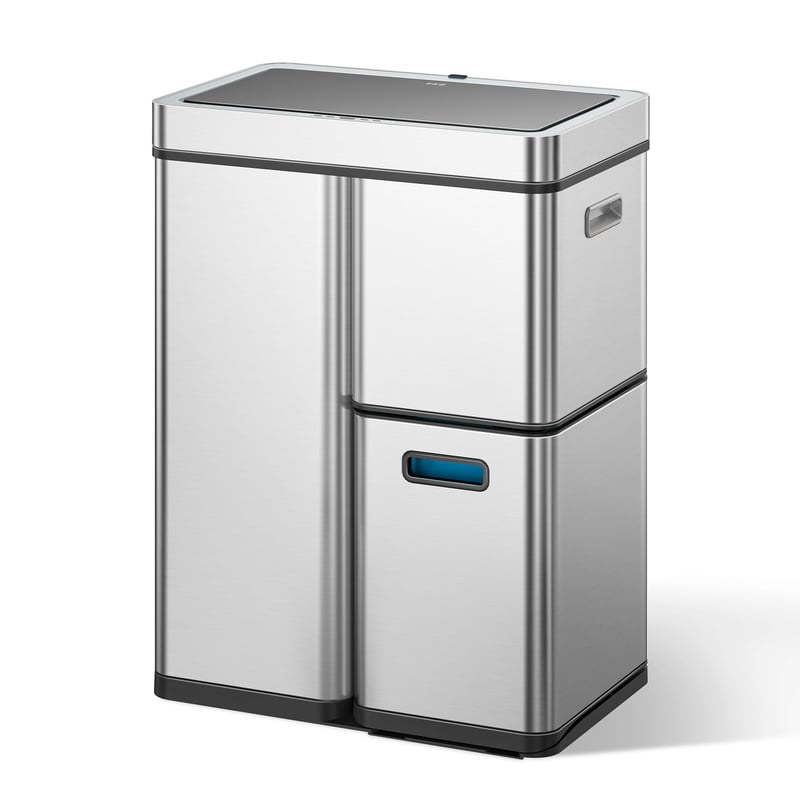 EKO Mirage Plus senzorski sustav za razvrstavanje otpada s 3 pretinca, 2x15L i 30L, 60L, automatska kuhinjska kanta za smeće od nehrđajućeg čelika s 3 unutarnje posude