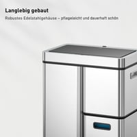 EKO Mirage Plus senzorski sustav za razvrstavanje otpada s 3 pretinca, 2x15L i 30L, 60L, automatska kuhinjska kanta za smeće od nehrđajućeg čelika s 3 unutarnje posude 8