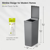 EKO Morandi 30 l recyklačný kôš s dotykovým vekom, štíhly plastový kôš na triedený odpad s označením, ľahko čistiteľný do domácnosti a kancelárie 3