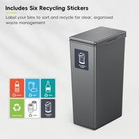 EKO Morandi 30 l recyklačný kôš s dotykovým vekom, štíhly plastový kôš na triedený odpad s označením, ľahko čistiteľný do domácnosti a kancelárie 9