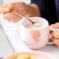 eKsdf Márvány Mintás Kerámia Kávéscsésze 300ml Rózsaszín 3