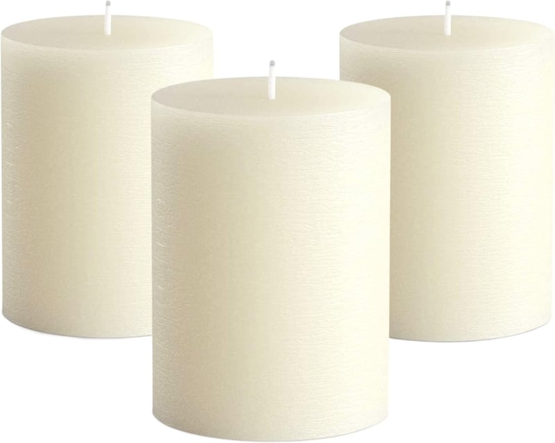 ELAORY Füstmentes Pillar Gyertya Ivory 7,5x7,5cm 3db Hygge Dekoráció