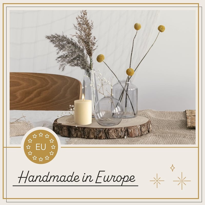 ELAORY Füstmentes Pillar Gyertya Ivory 7,5x7,5cm 3db Hygge Dekoráció