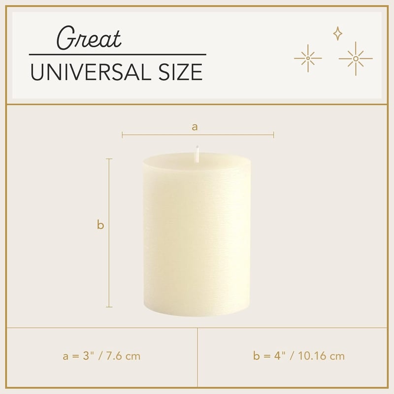 ELAORY Füstmentes Pillar Gyertya Ivory 7,5x7,5cm 3db Hygge Dekoráció